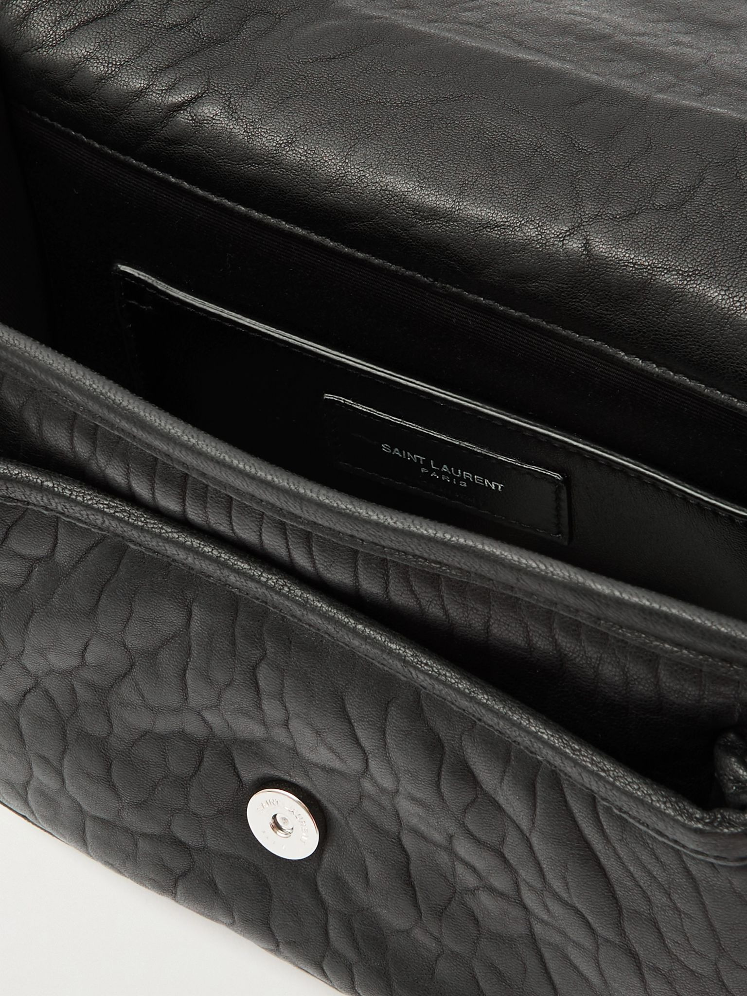 Niki Small Logo-Appliquéd Textured-Leather Messenger Bag Black - 5
