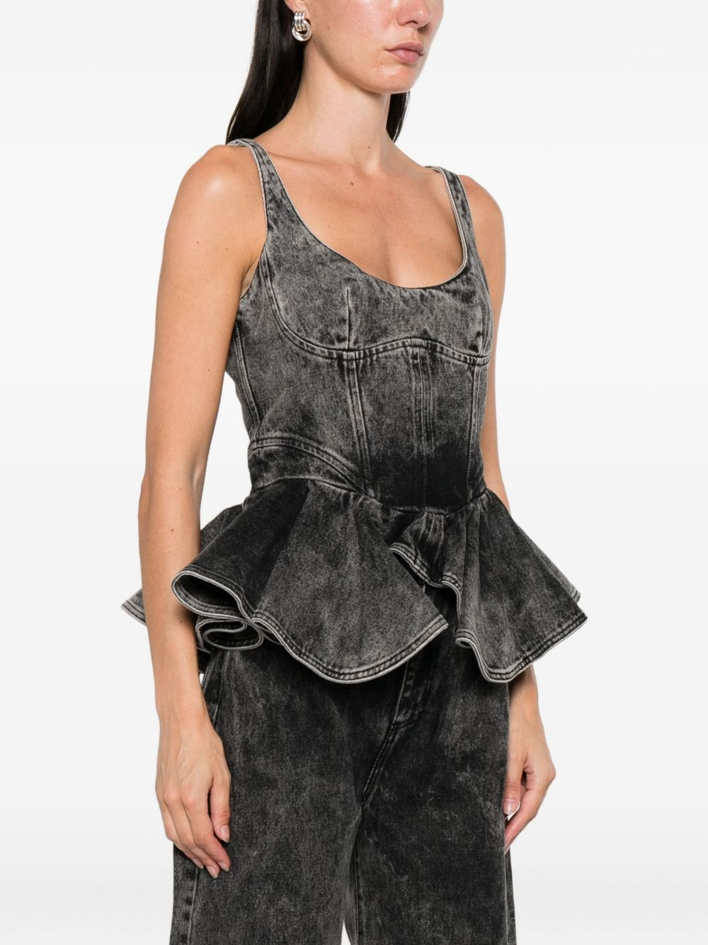 asymmetric denim top - 3