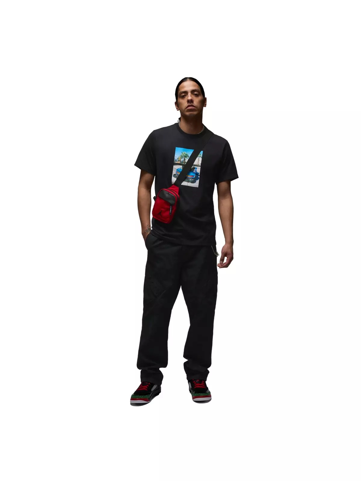 Men's Brand Photo Sort-Sleeve T-Shirt -Black - 6