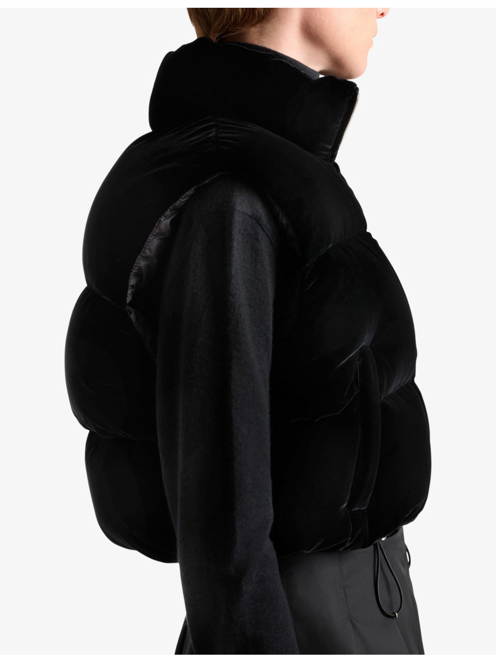 Logo-plaque velvet down vest - 3