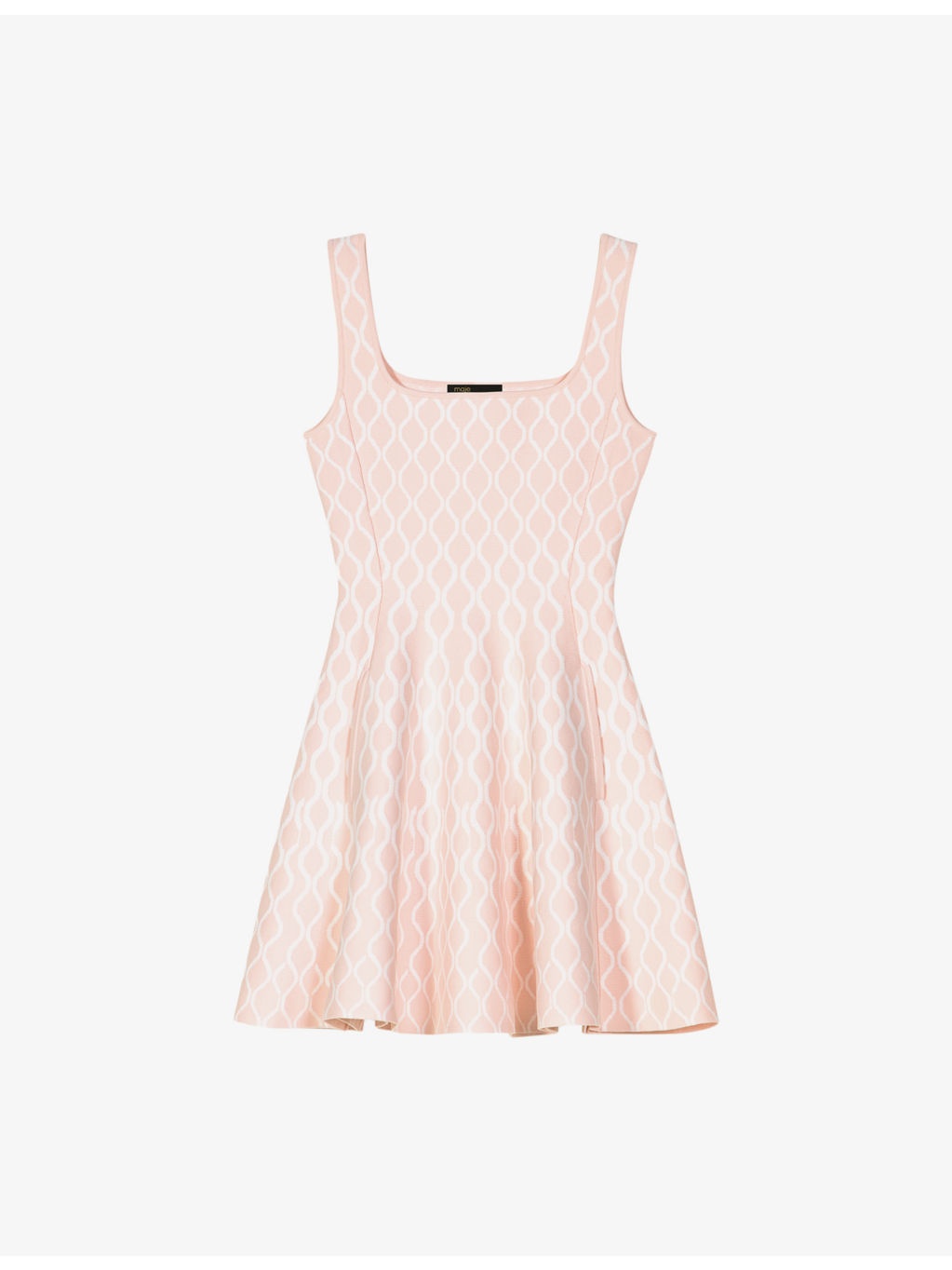 Grid-pattern square-neck woven mini dress - 1