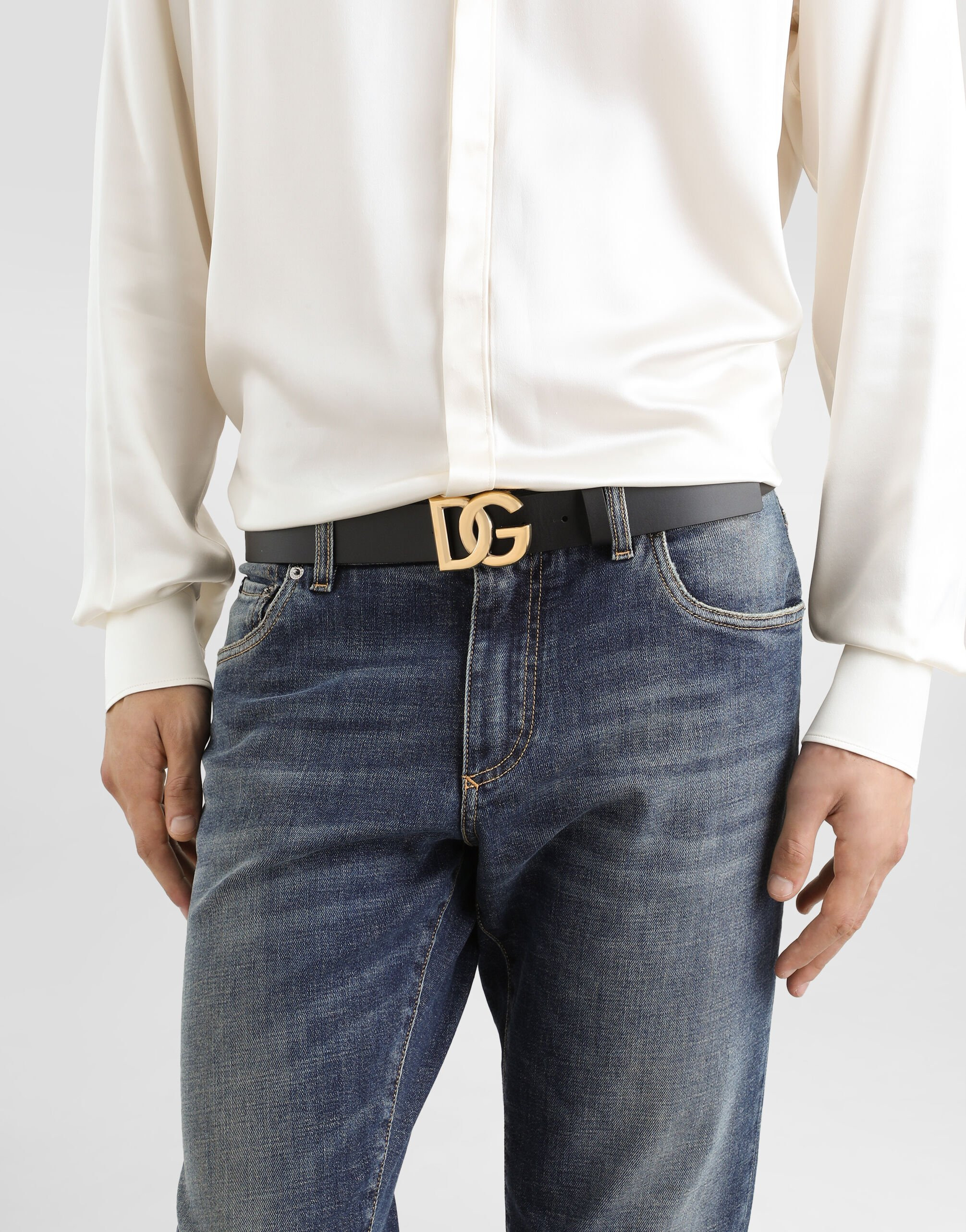 Lux leather belt with crossover DG logo buckle - 2