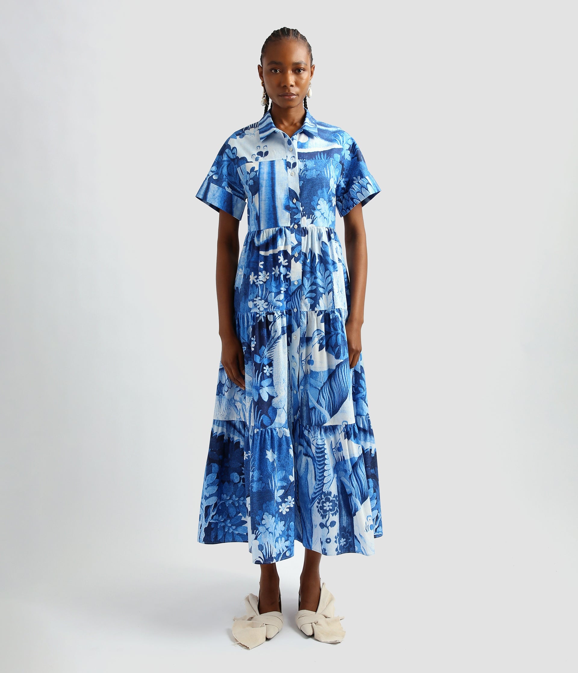 SHIRT DRESS WITH TIERED HEM - 2