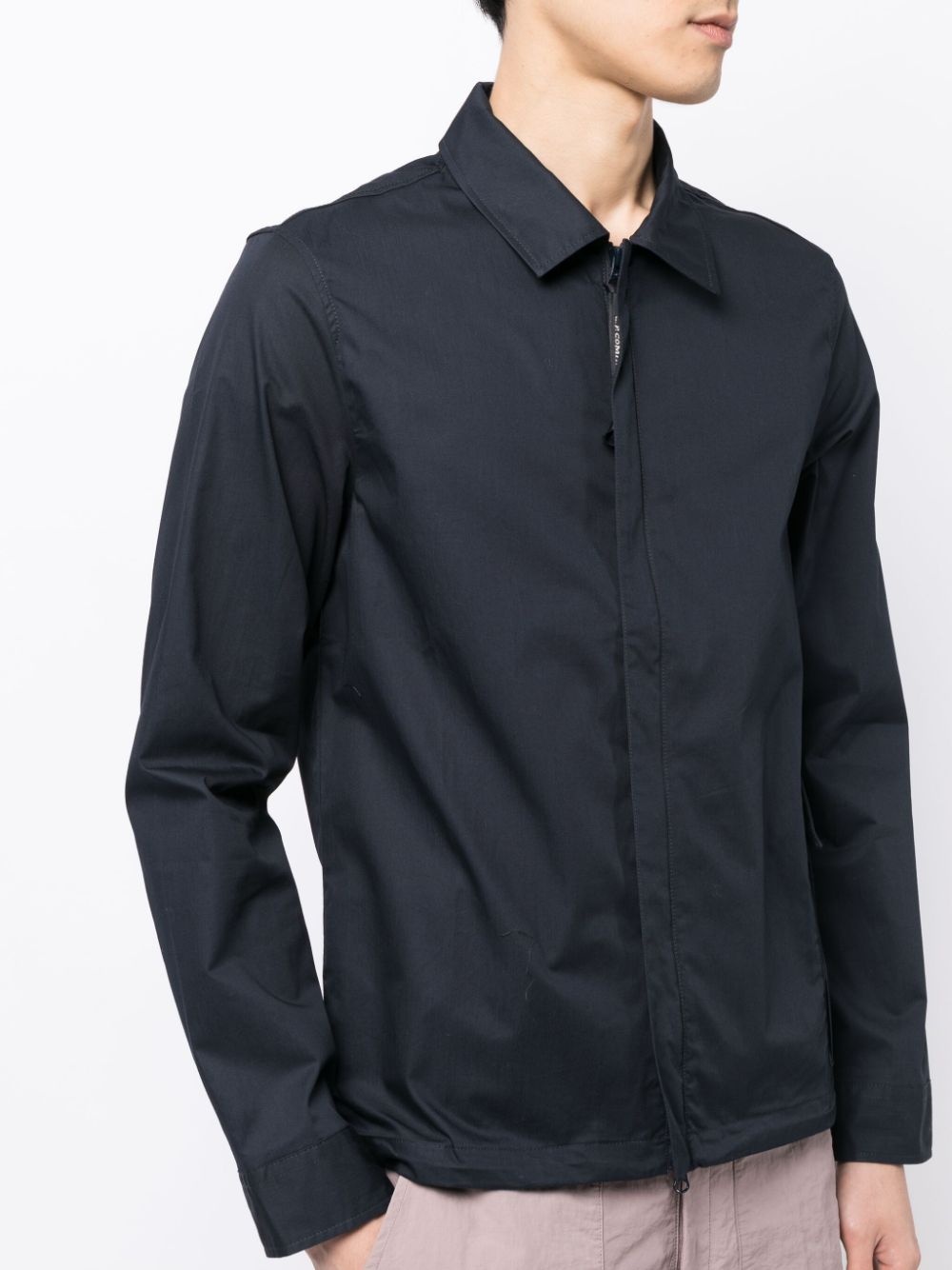 zipped cotton shirt jacket - 5