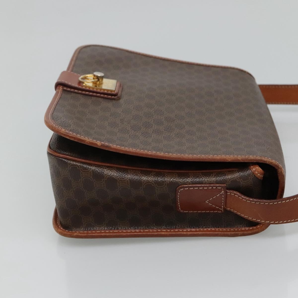 CELINE Macadam Canvas Shoulder Bag Pvc Leather Brown - 4