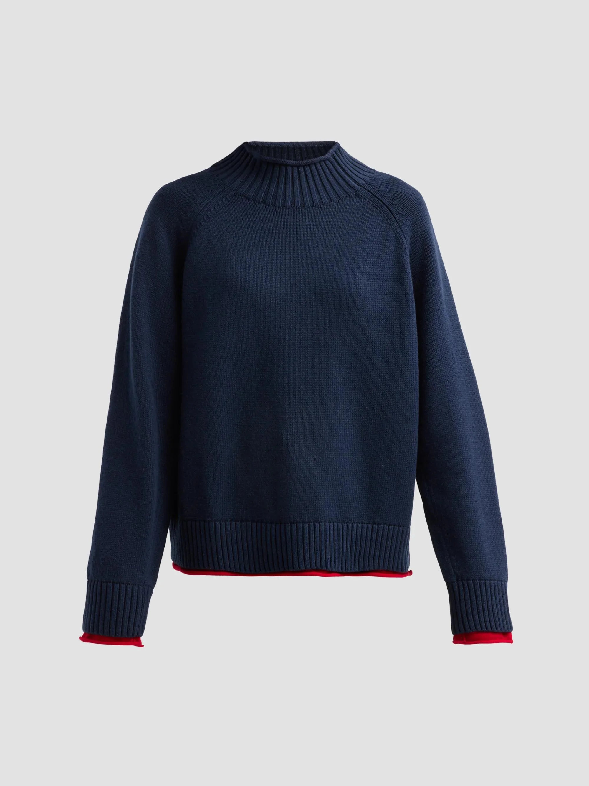 Women's Hazel Rollneck Cotton-Wool Sweater - Navy - 1