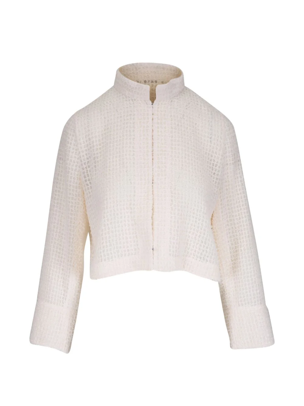collarless textured jacket - 1