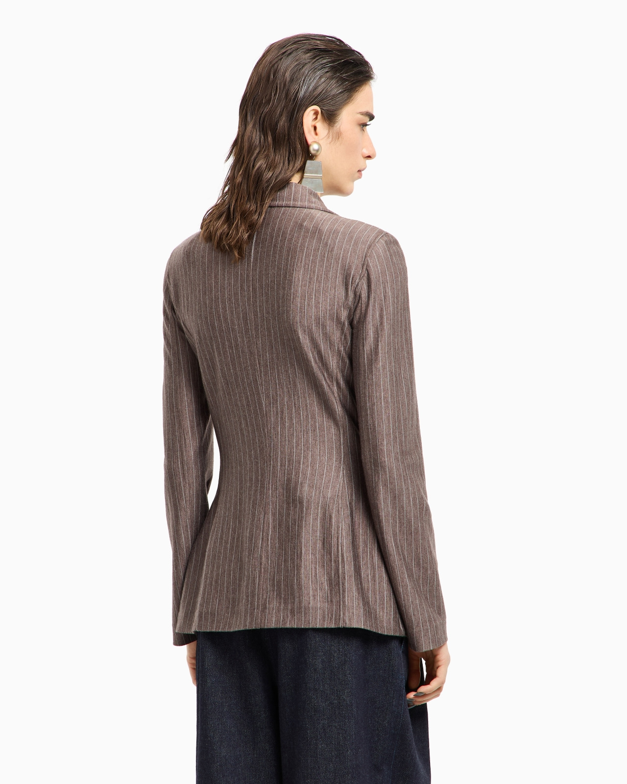 PINSTRIPED CASHMERE JERSEY AND SILK DOUBLE-BREASTED JACKET - 3
