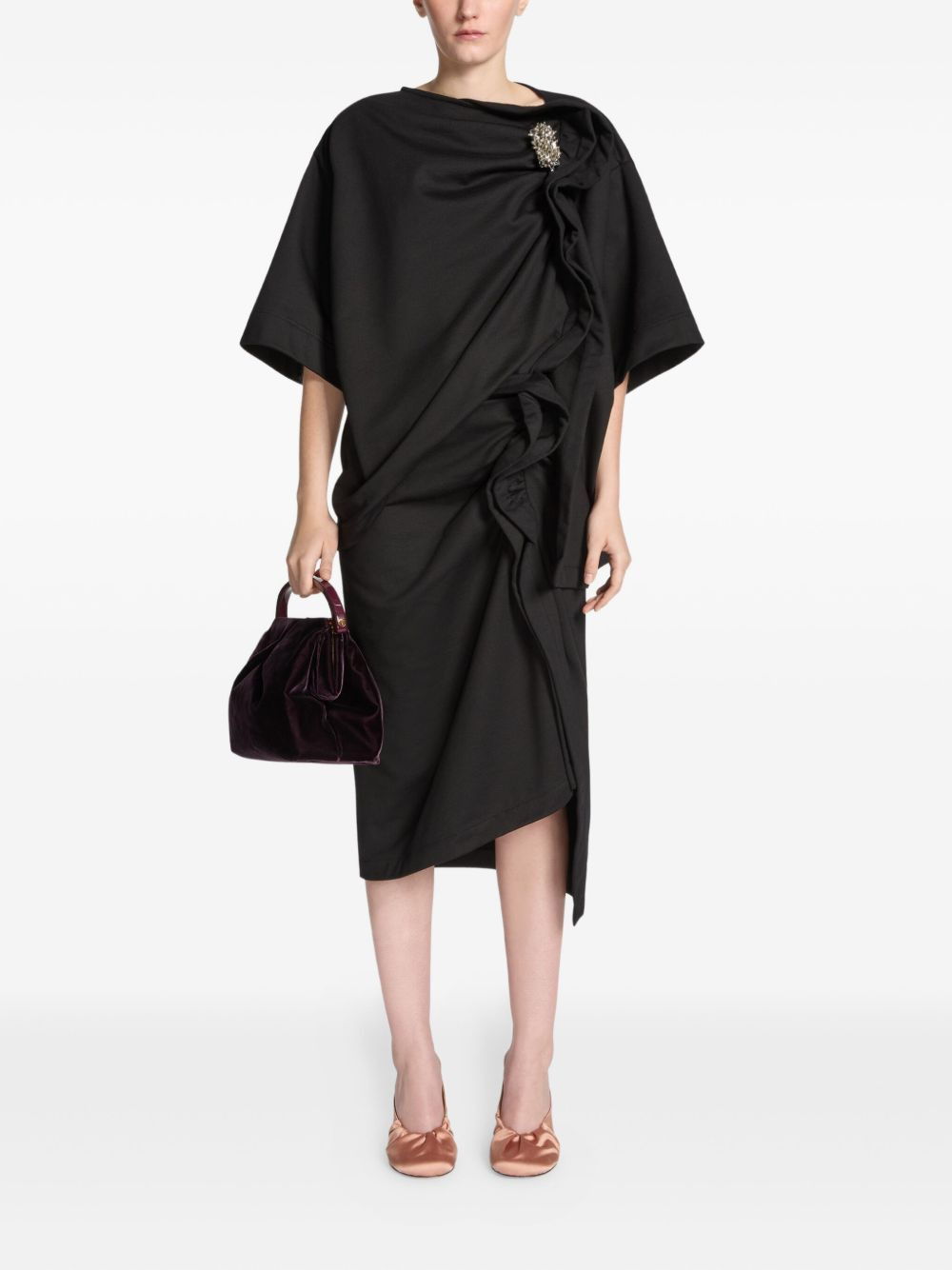 ruffled asymmetric midi skirt - 2