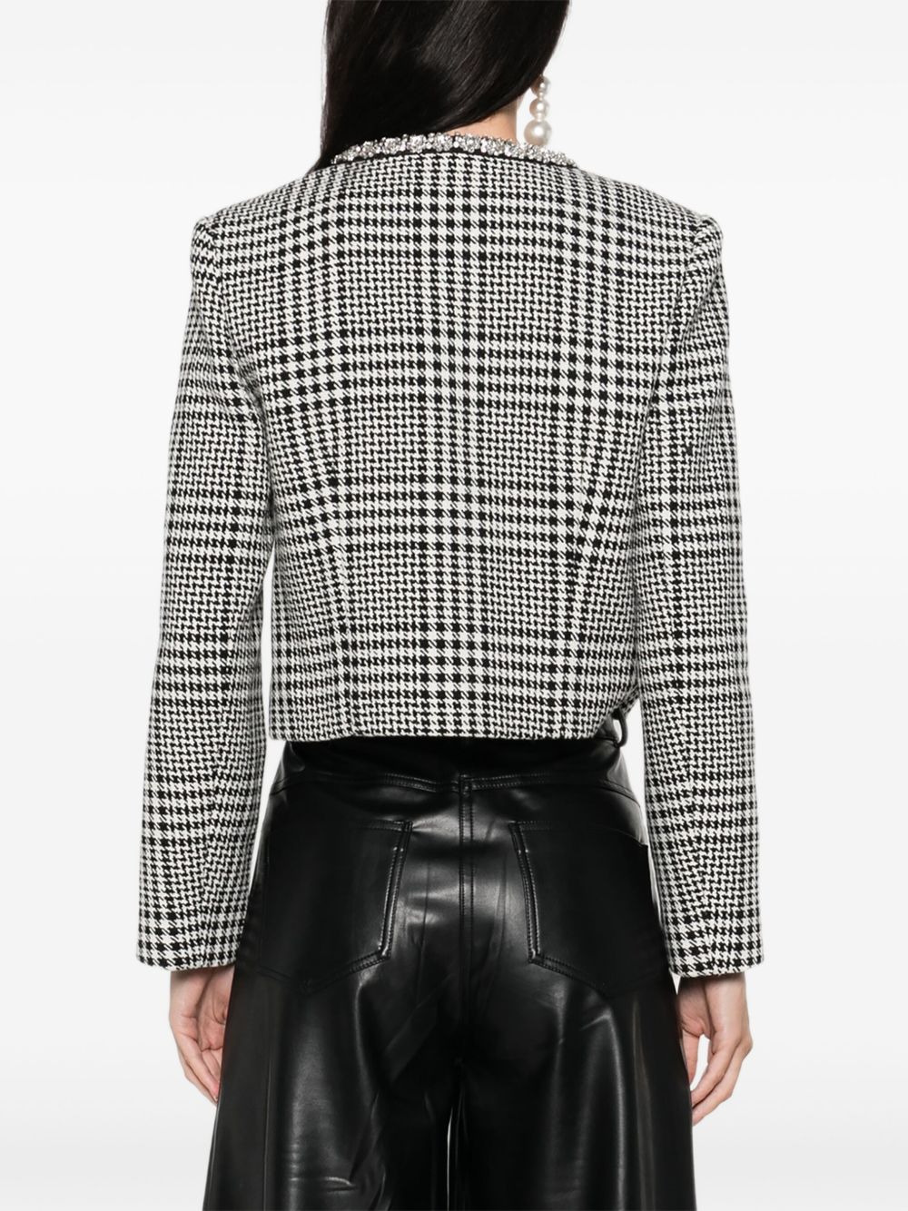 houndstooth cropped jacket - 4