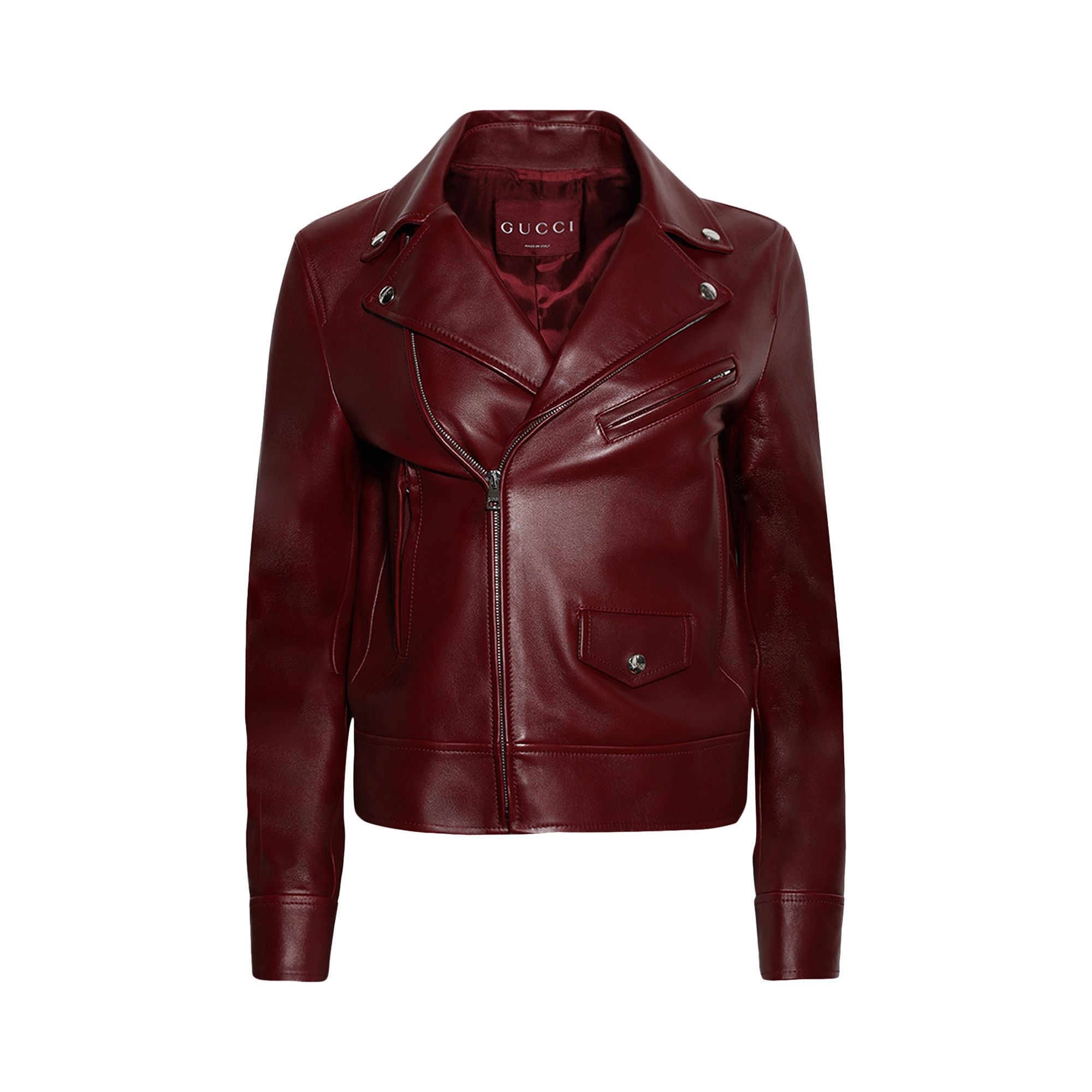 Gucci Leather Biker Jacket 'Rosso Ancora Red' - 1