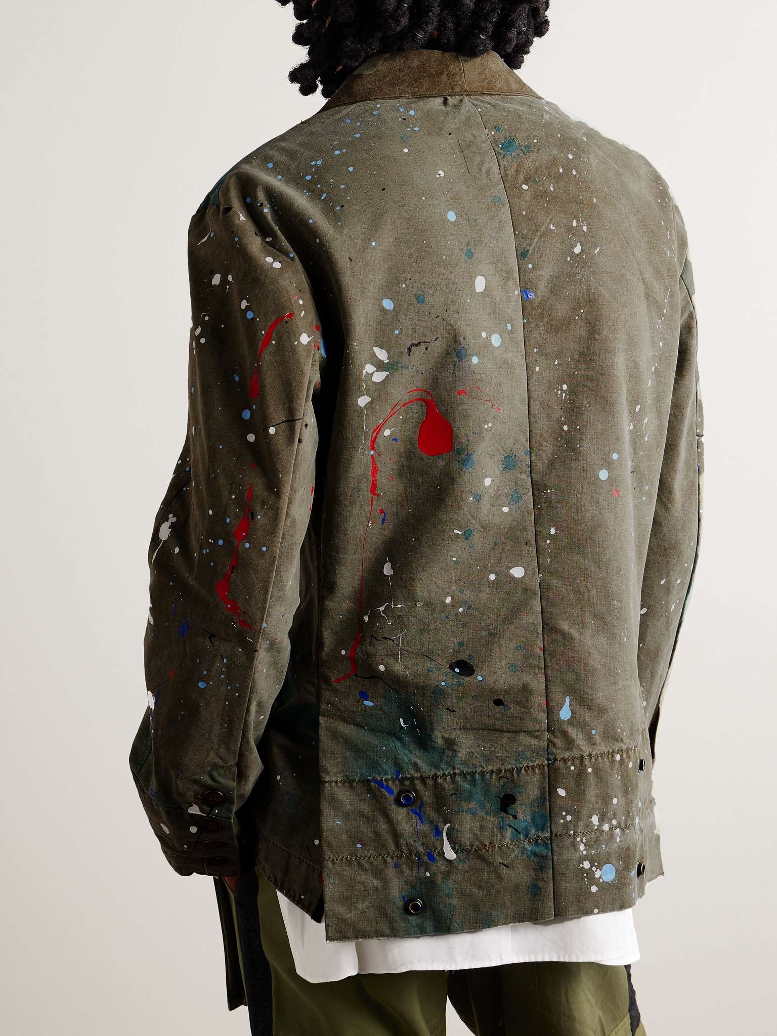 Tent Nylon-Trimmed Paint-Splattered Cotton-Blend Blazer - 4