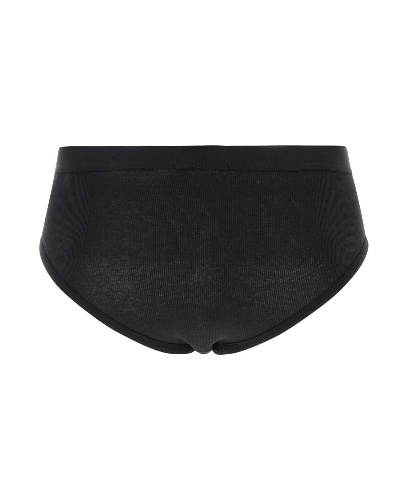 Black Stretch Cotton Brief Set - 2