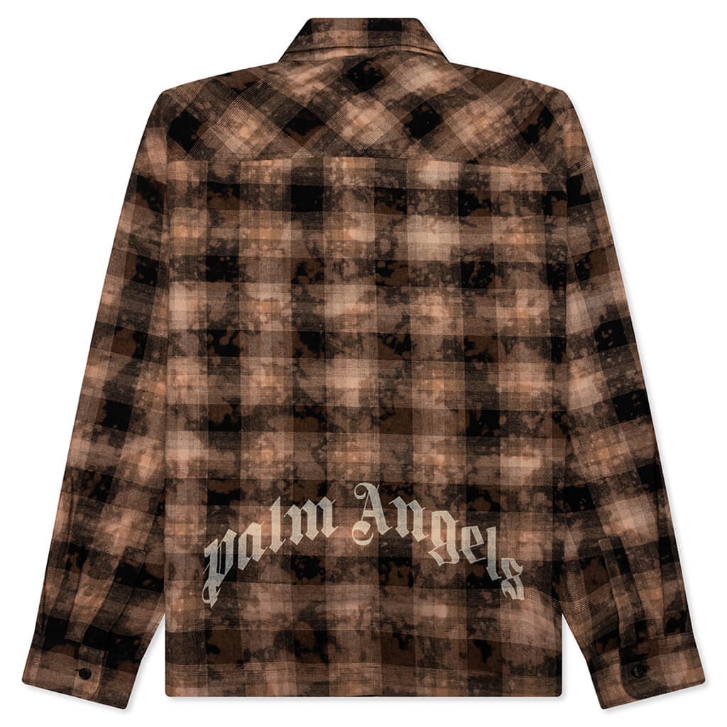 CURVED LOGO CHECK SHIRT L/S - BROWN/OFF-WHITE - 2
