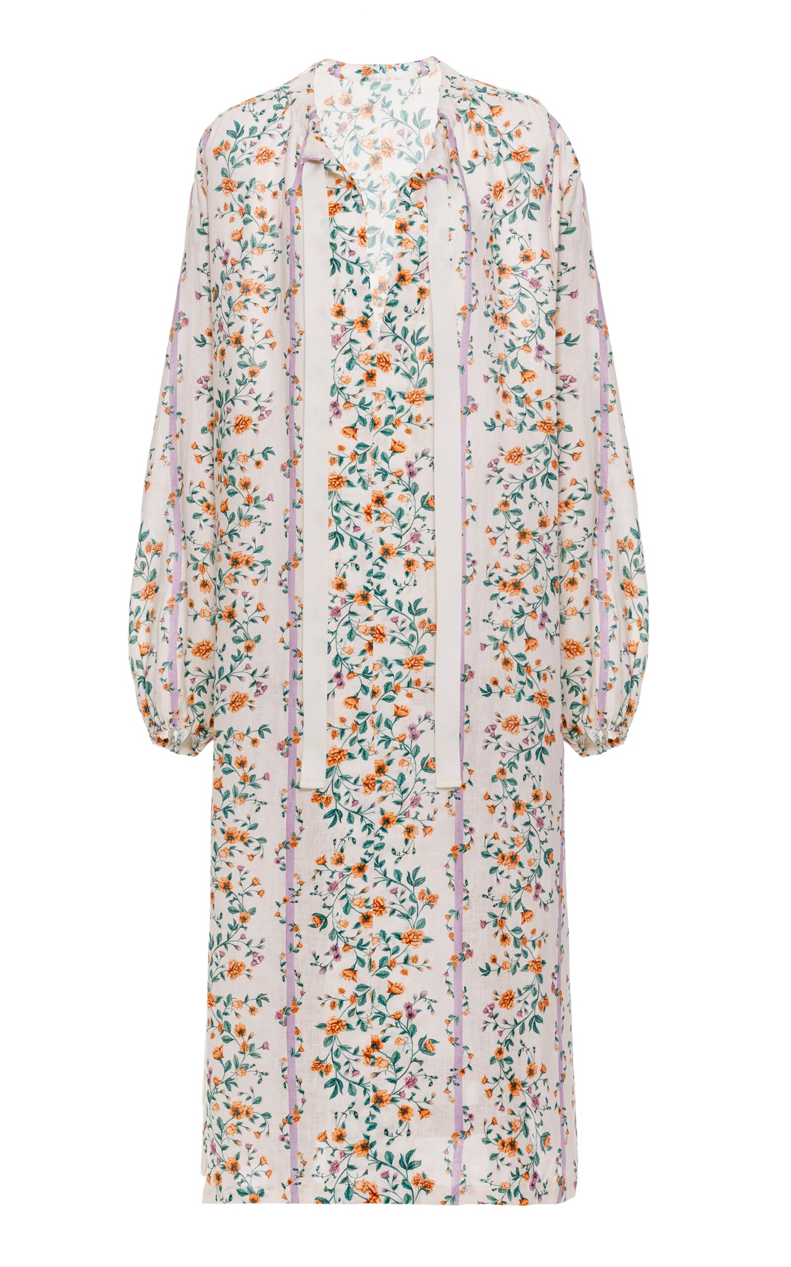 Zircon Printed Linen Midi Caftan ivory - 1