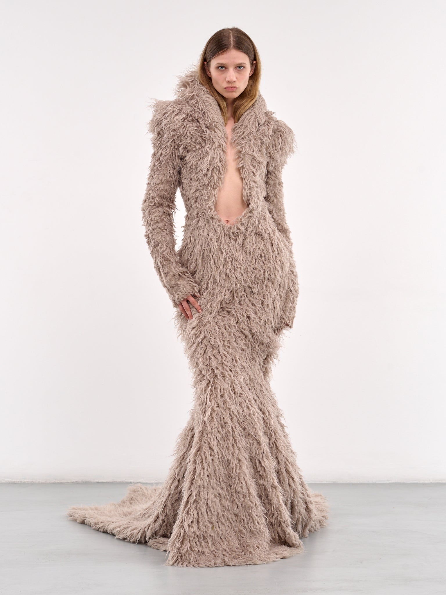 Rounden Faux Fur Gown - 6