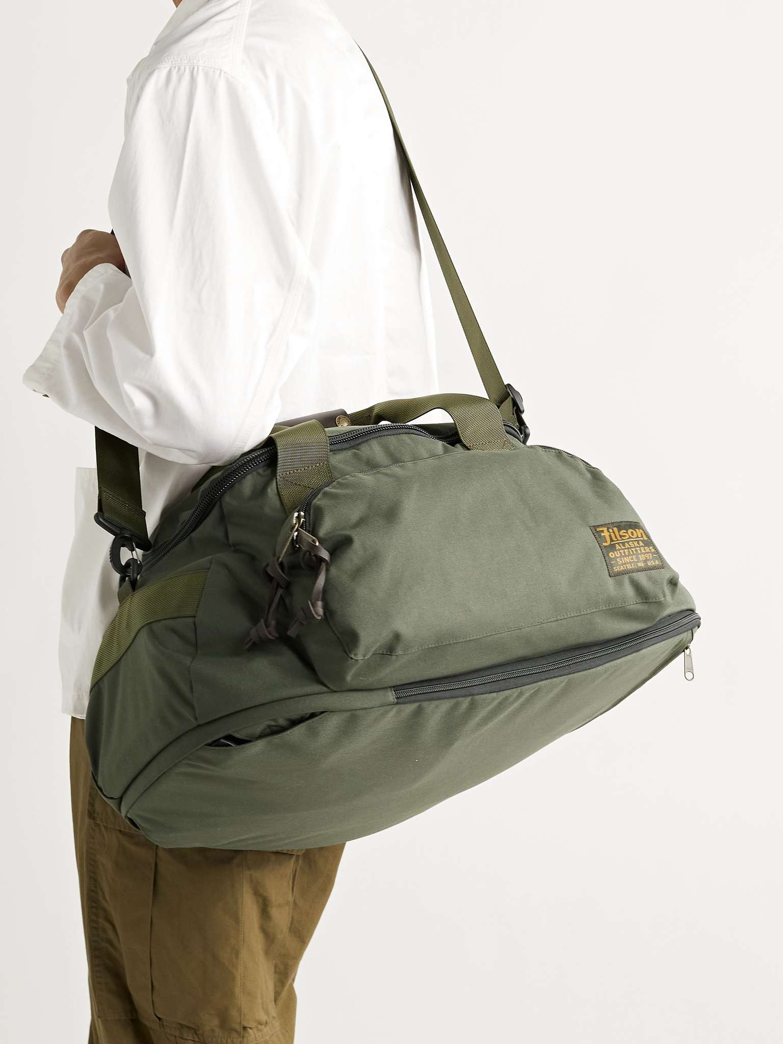 Leather-Trimmed Nylon Duffle Bag - 6