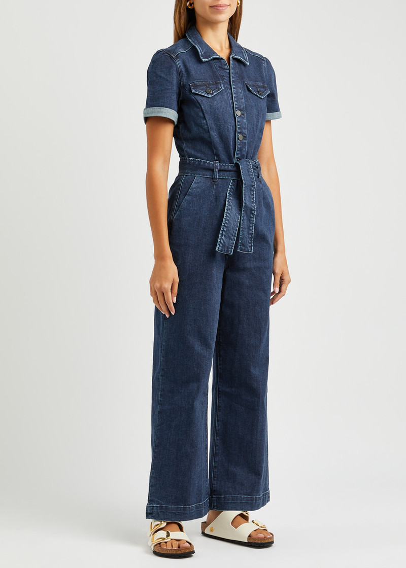 PAIGE Anessa wide-leg stretch-denim jumpsuit outlook