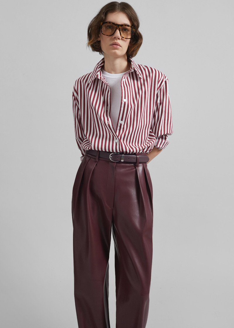 Peri Striped Poplin Shirt - Burgundy/White 11