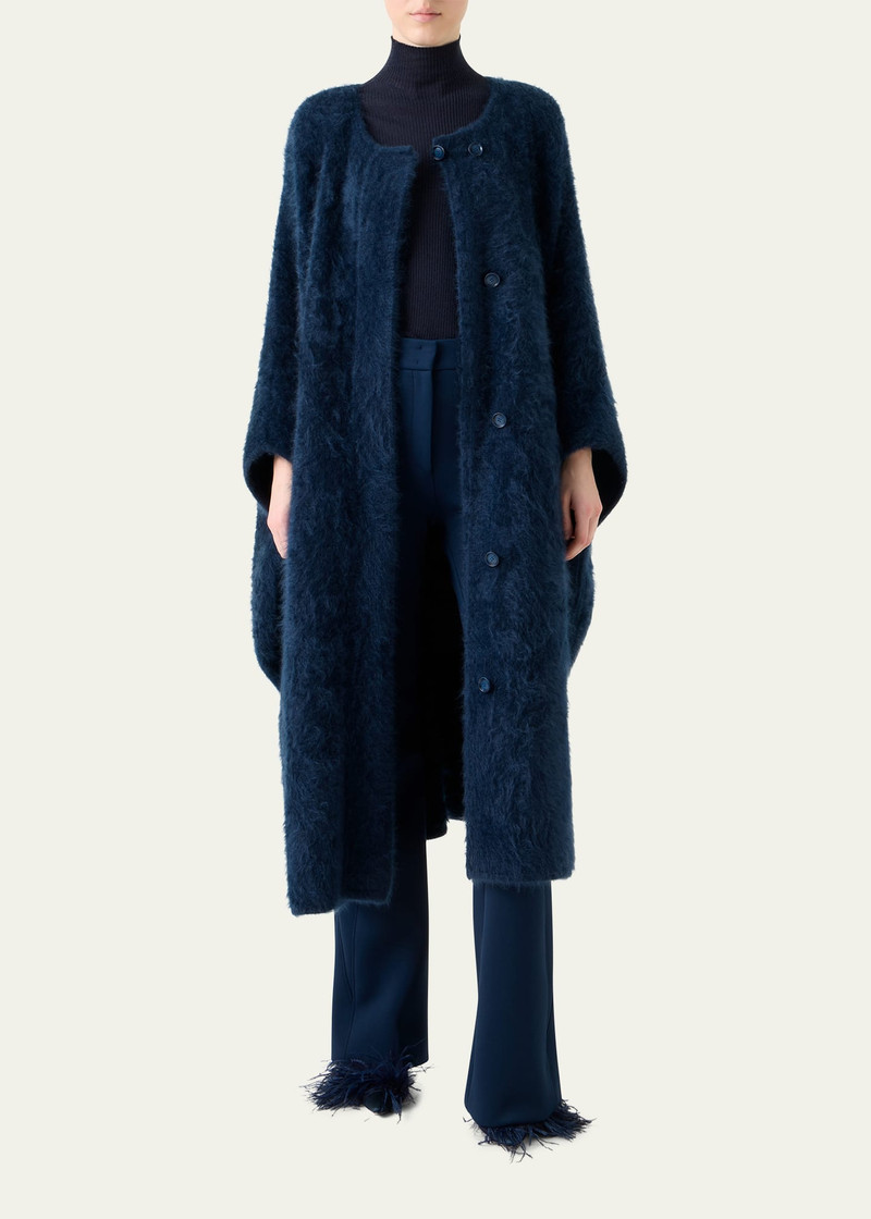 AKRIS Brushed Cashmere Hooded Long Cape Coat outlook