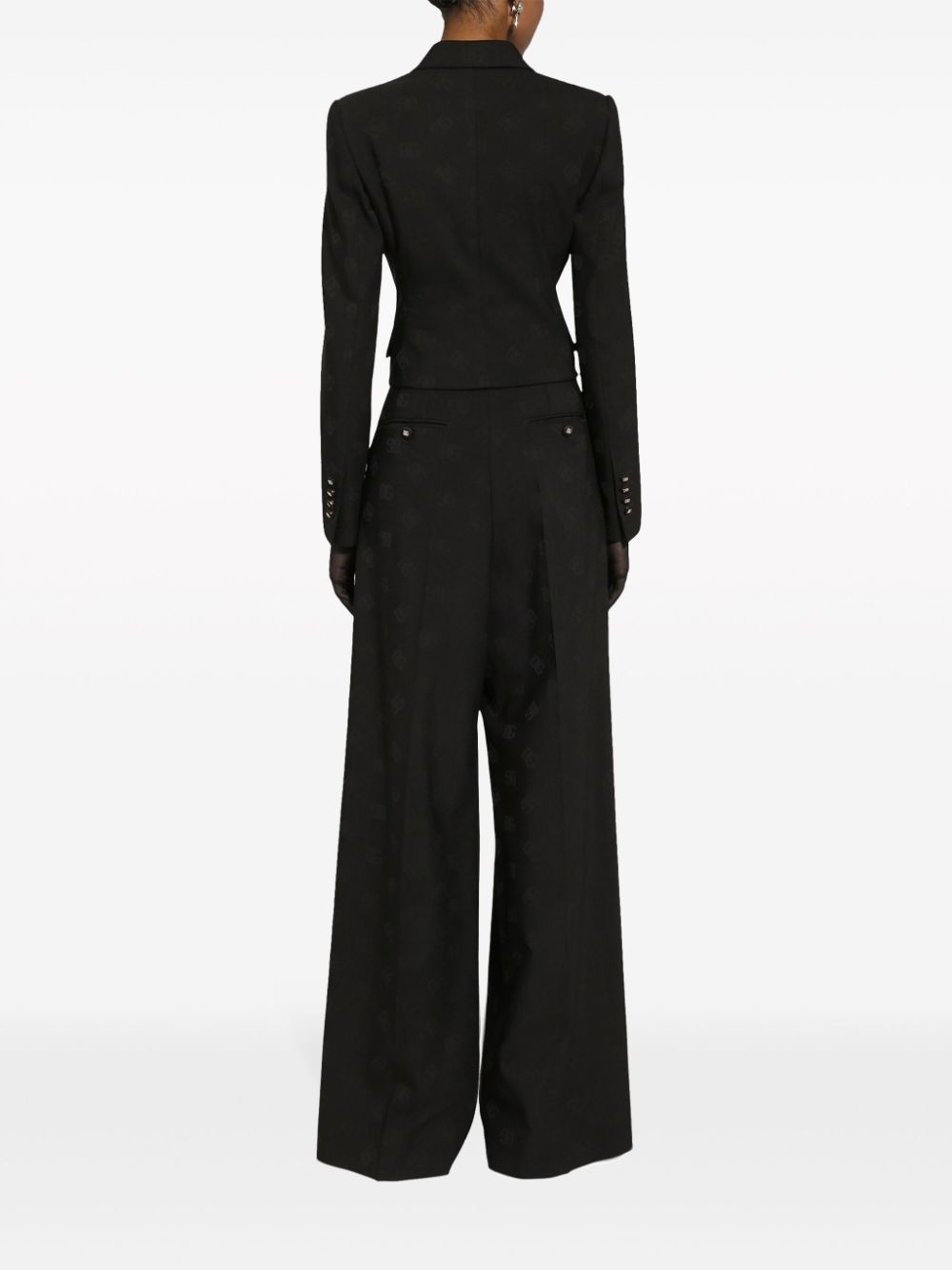 monogram-jacquard single-breasted blazer - 4