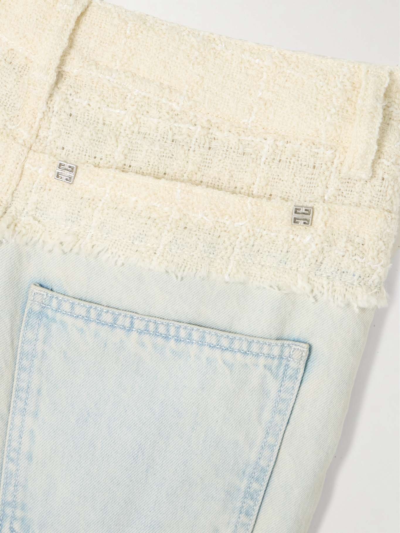 Big Mix wool-blend bouclé-trimmed high-rise straight-leg jeans - 6