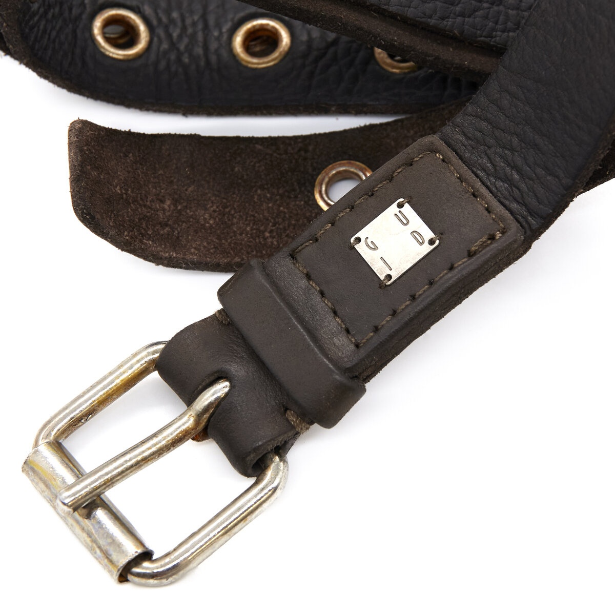 Guidi Bison Leather Belt Multi Eyelet in Brown | hervia