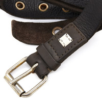 Guidi Bison Leather Belt Multi Eyelet in Brown | hervia