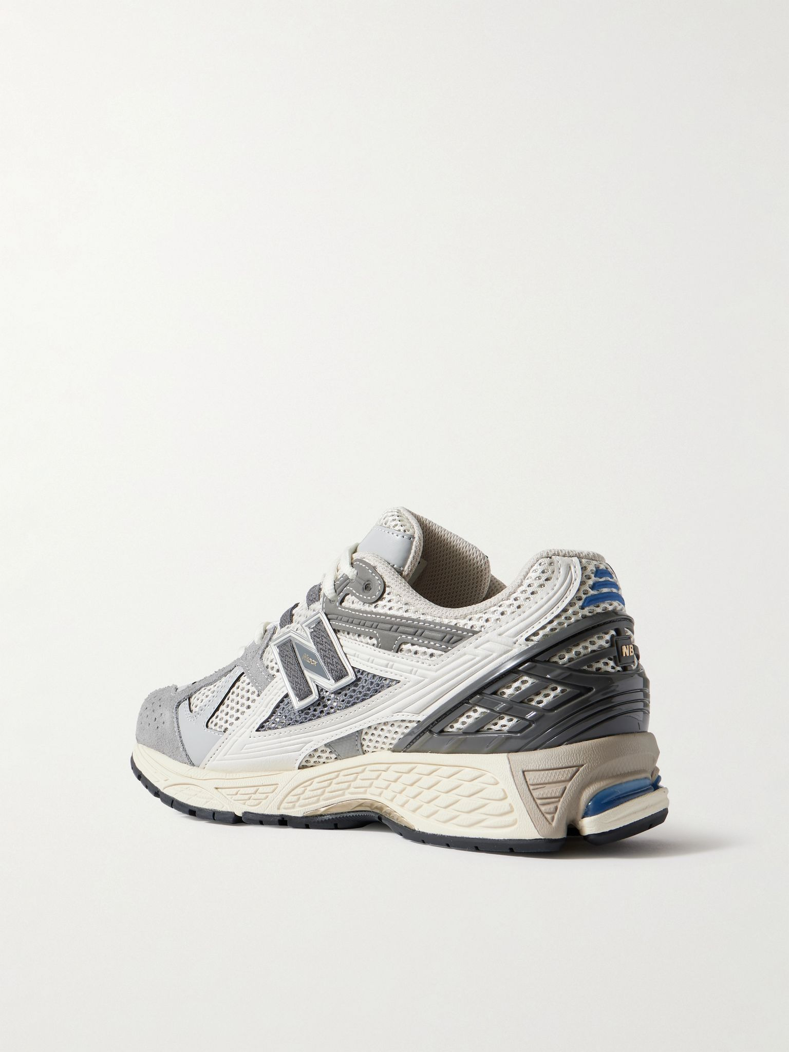 1906 Rubber- and Leather-Trimmed Mesh Sneakers Gray - 4