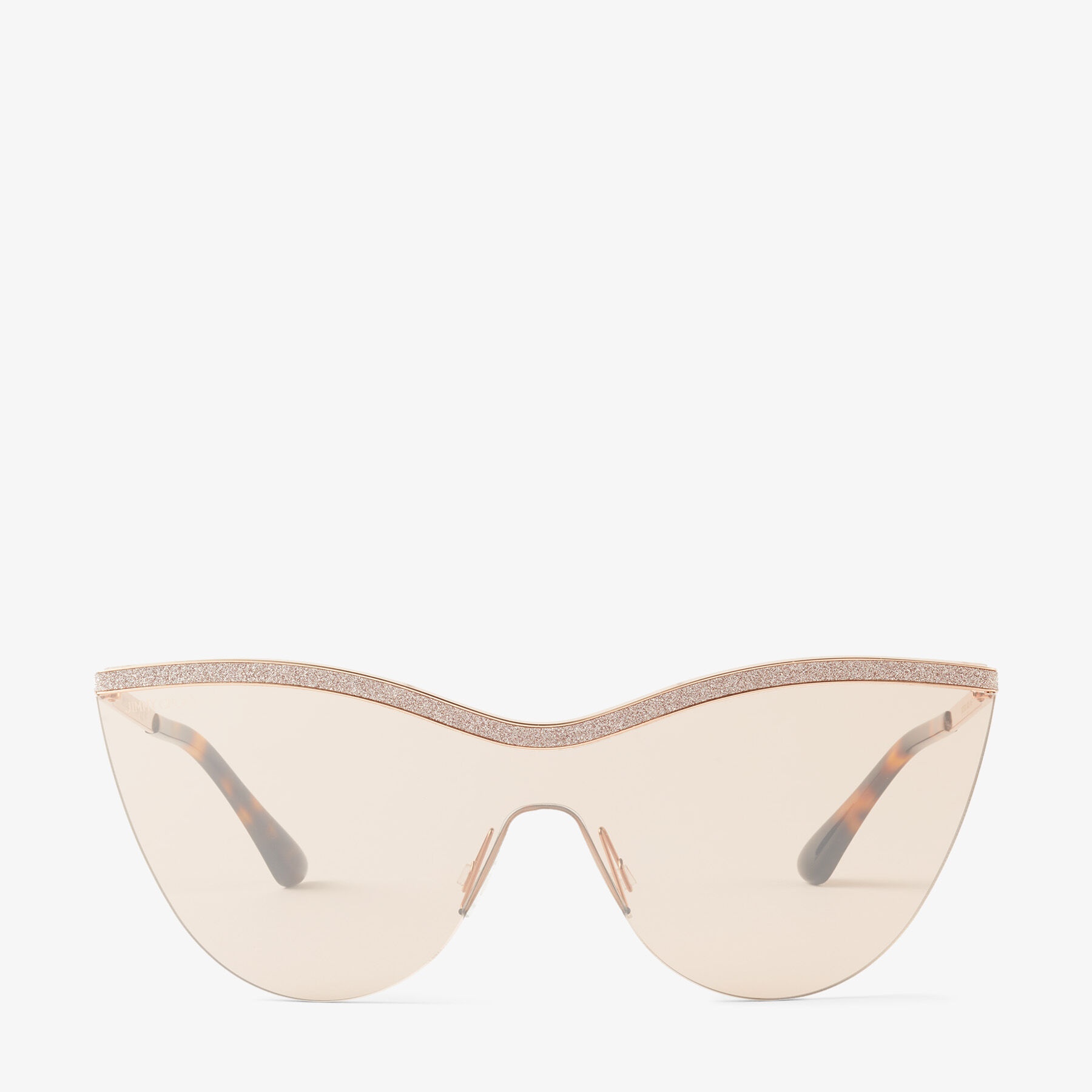 Kristen
Nude and Copper Gold Mask-Frame Sunglasses with Glitter - 1