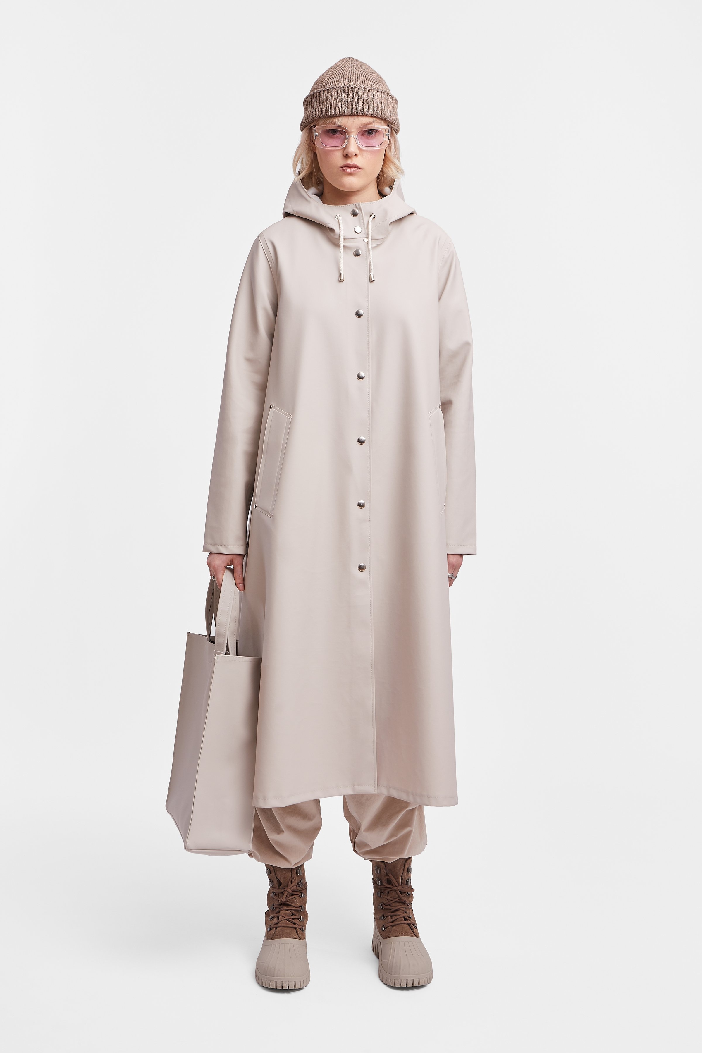 Mosebacke Long Print Raincoat Light Sand - 2