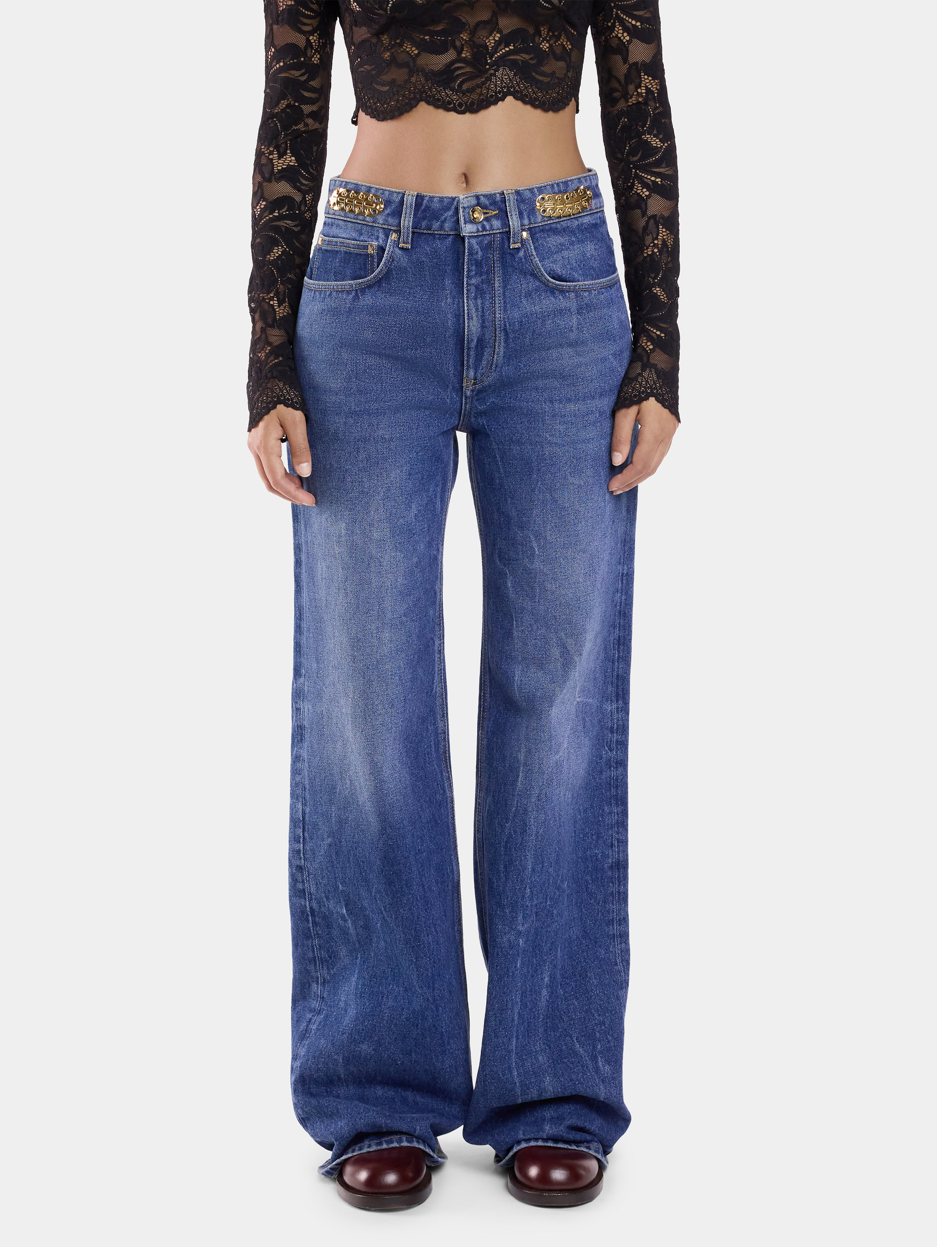 BAGGY JEANS IN DARK WASHED DENIM - 5