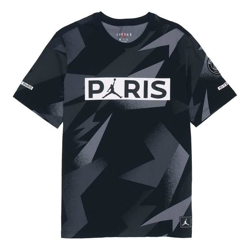 Air Jordan Paris Saint-Germain Pattern Short Sleeve 'Black Grey' BQ8387-010 - 1