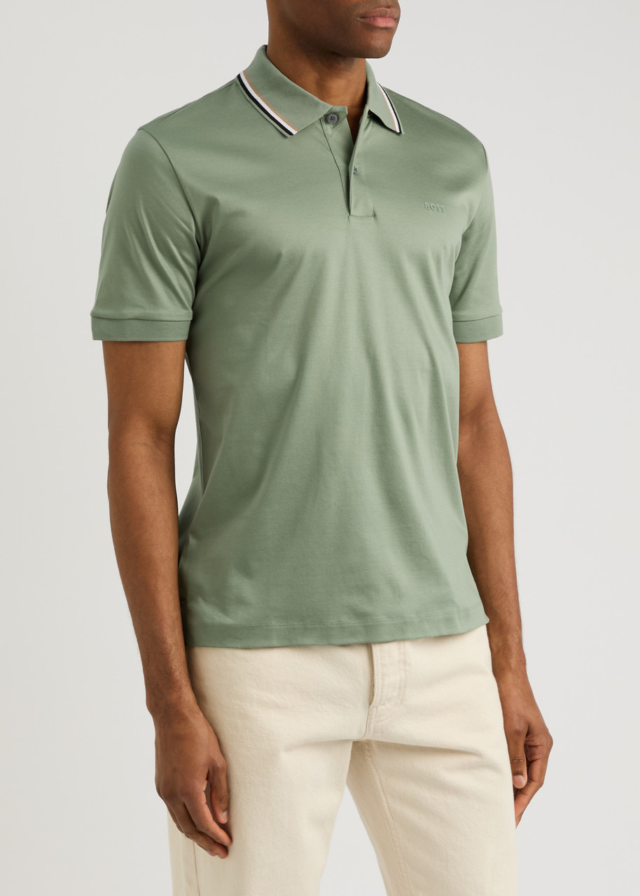 Boss Striped Collar Cotton Polo Shirt - 2