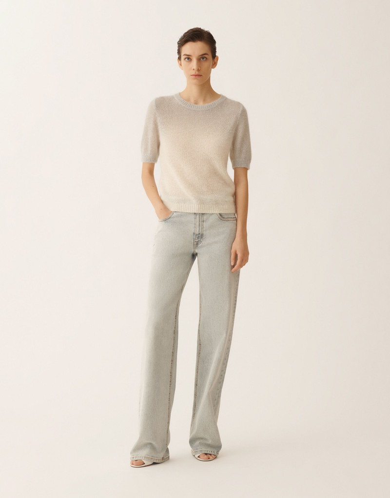 Mohair sweater with sequins in shaded raffia and gray 3