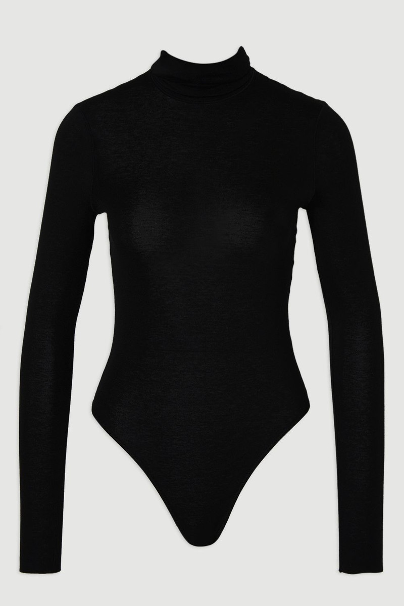 Wool Blend High Neck Long Sleeve Bodysuit 4