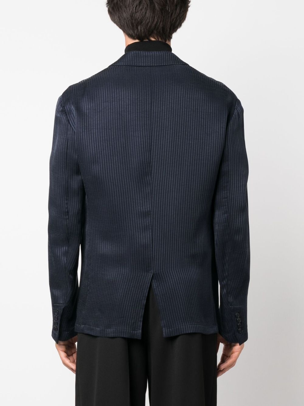 striped single-breasted blazer - 4