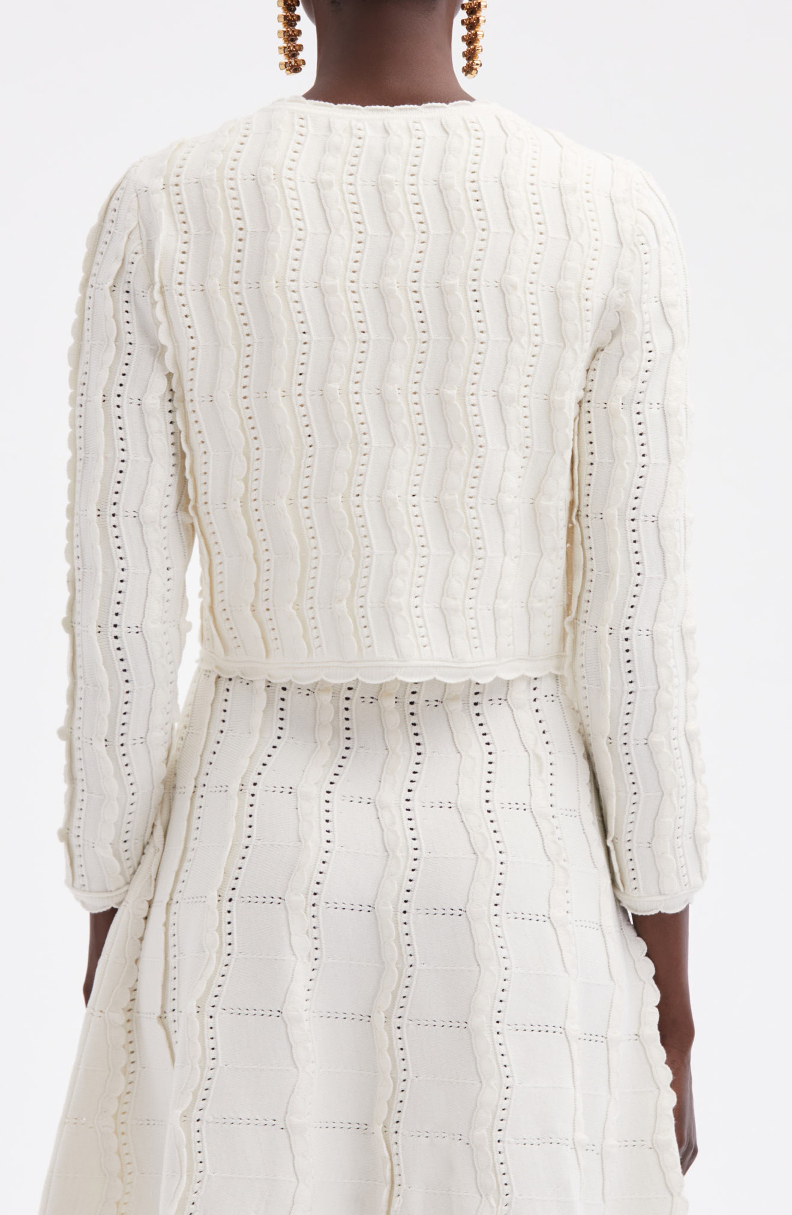 Wavy Stitch Crop Cardigan - 2