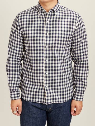 BEAMS PLUS Gingham Check Button-Down Shirt in Navy outlook