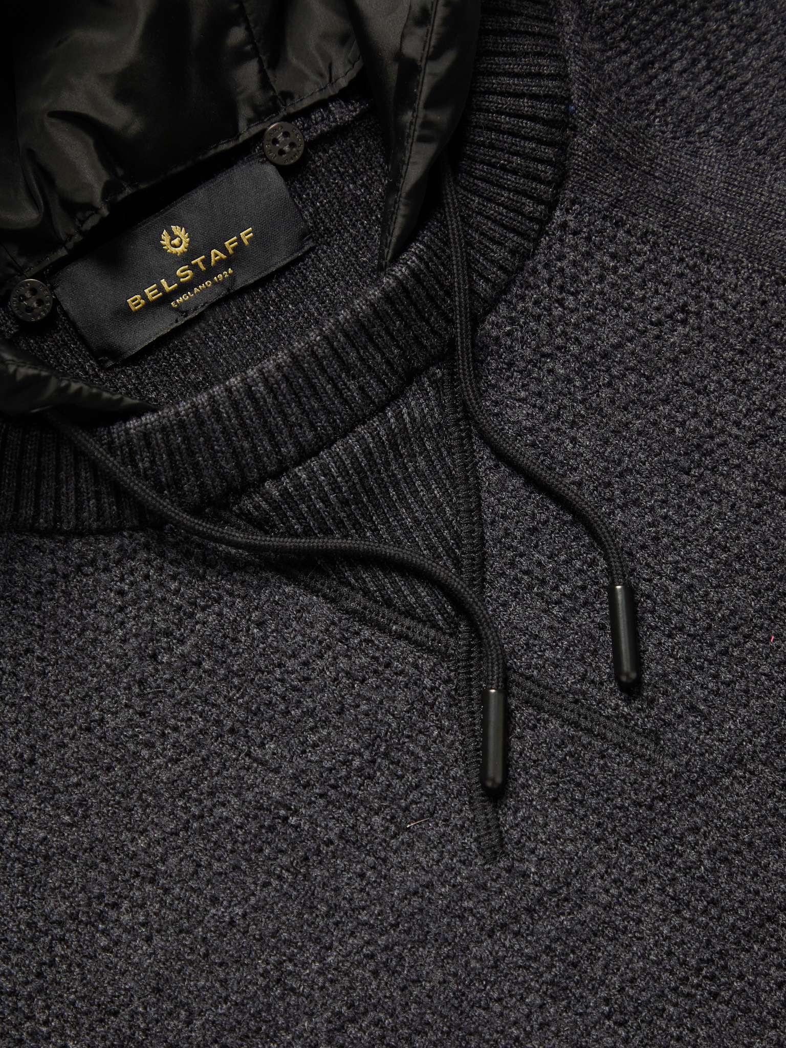 Shell-Trimmed Waffle-Knit Wool Hoodie - 5