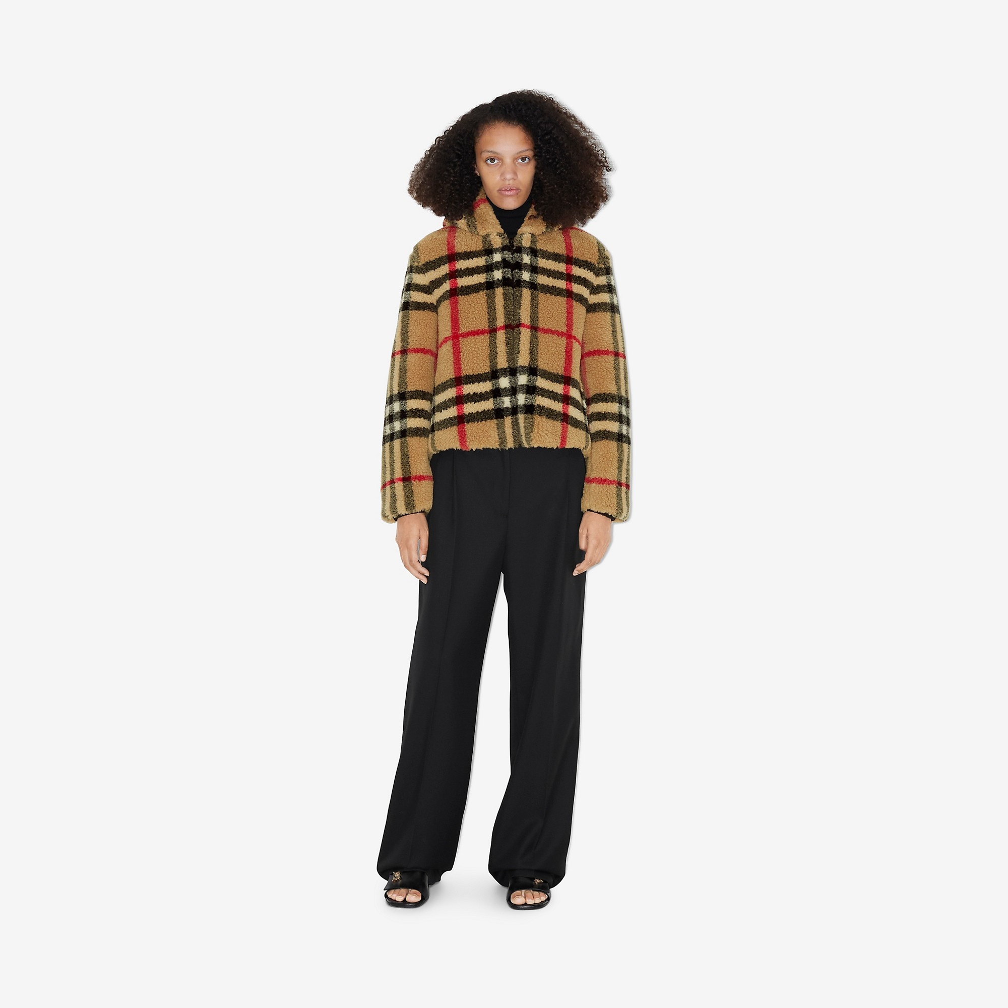 Check Fleece Hooded Jacket - 2