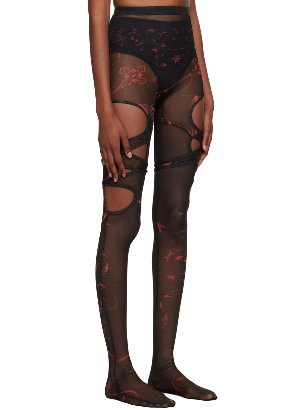 Black Deconstructed Tights - 2