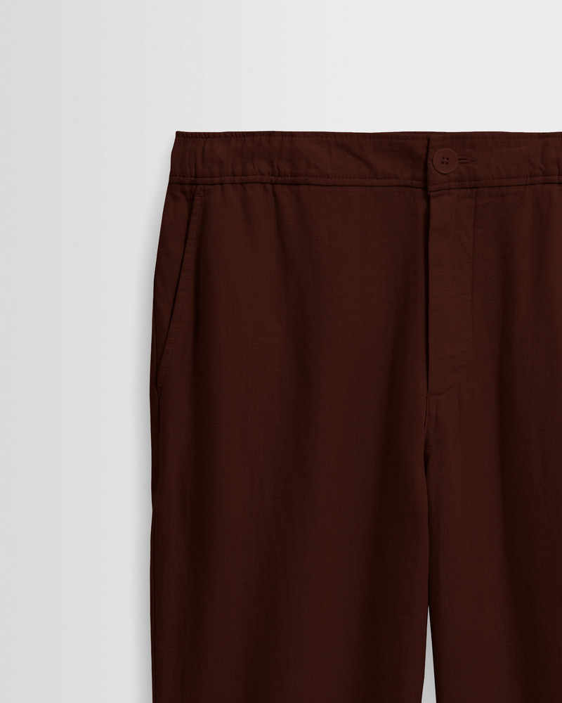 Kurt - Brown Washed Linen Relaxed Fit Trousers 7