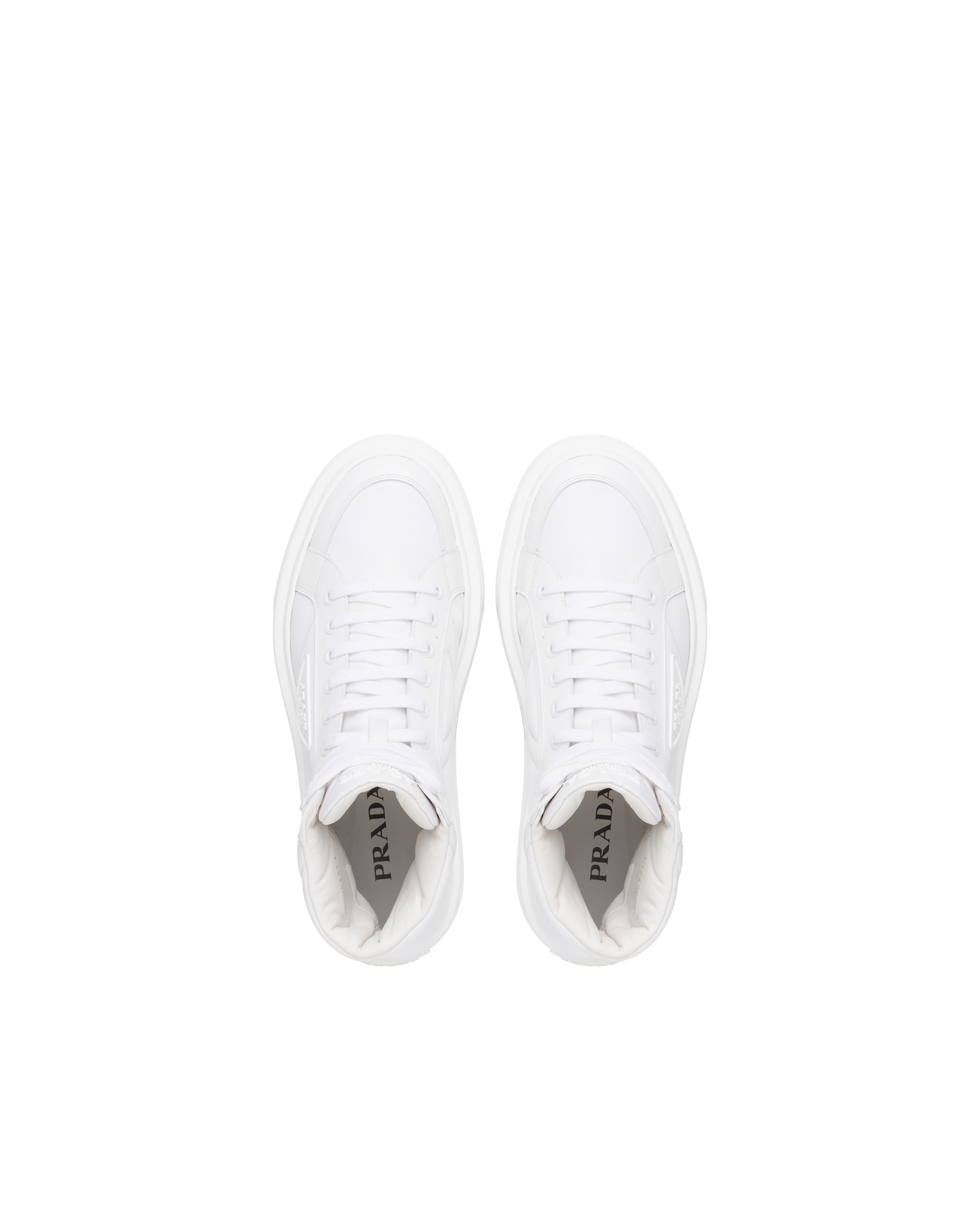 Prada Macro Re-Nylon and brushed leather high-top sneakers - 3