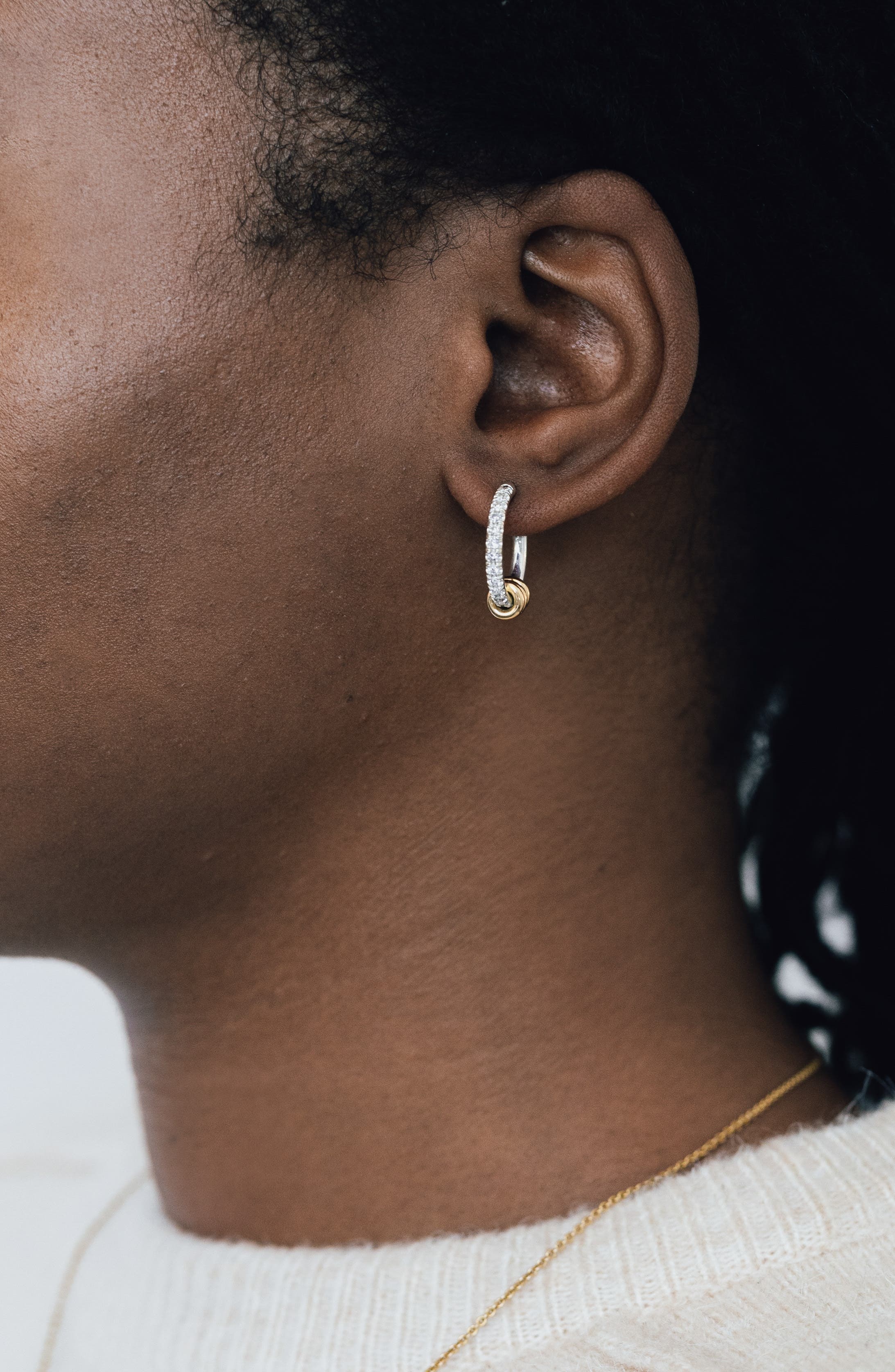 Spinelli Kilcollin Ara Pavé Grey Diamond Hoop Earrings in Silver/Yellow Gold at Nordstrom - 2