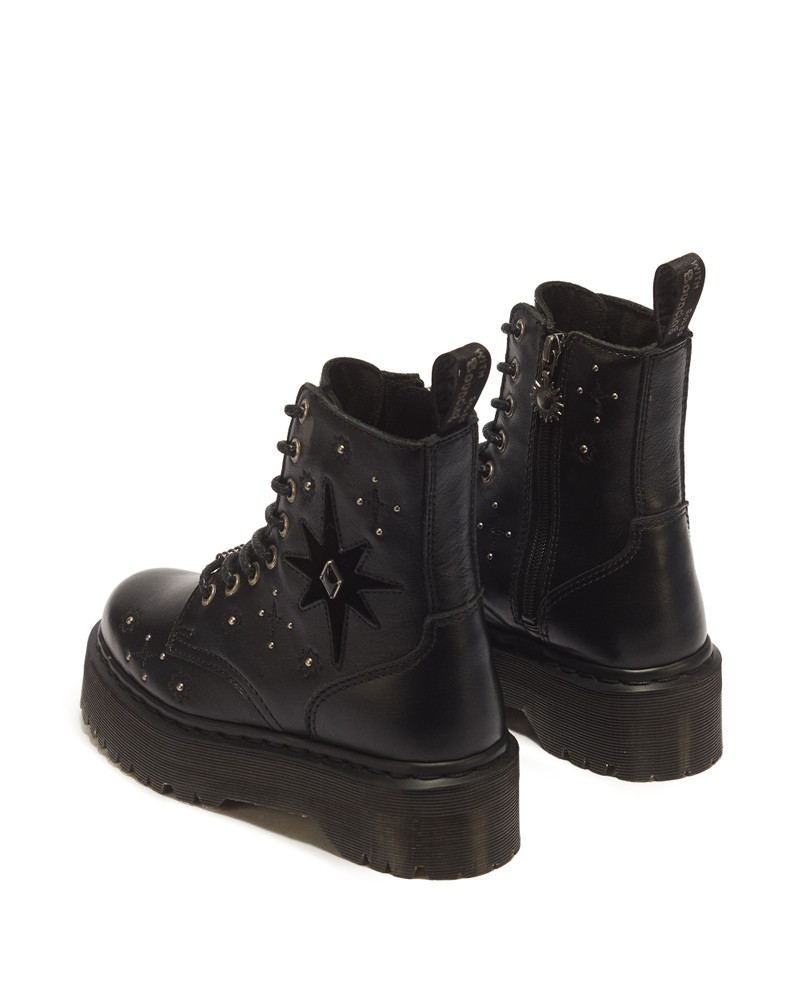 Jadon Whimsy Goth 8 Eye Leather & Velvet Lace Up Platform Boots 6