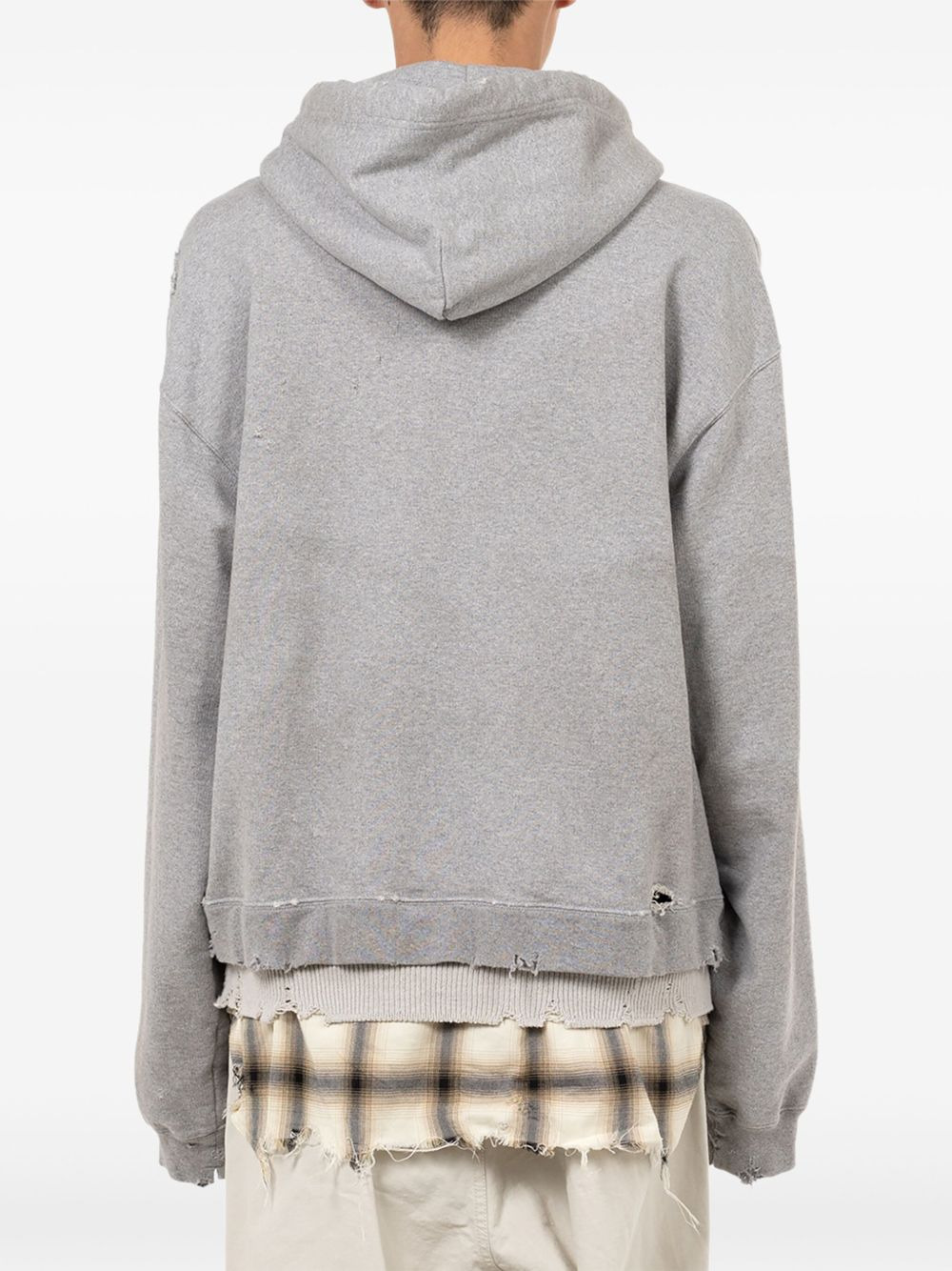 layered frayed hoodie - 3