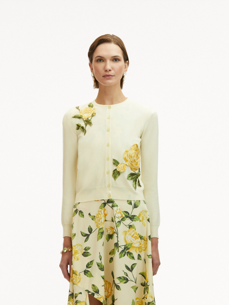 Oscar de la Renta ENGLISH ROSE THREADWORK CARDIGAN outlook