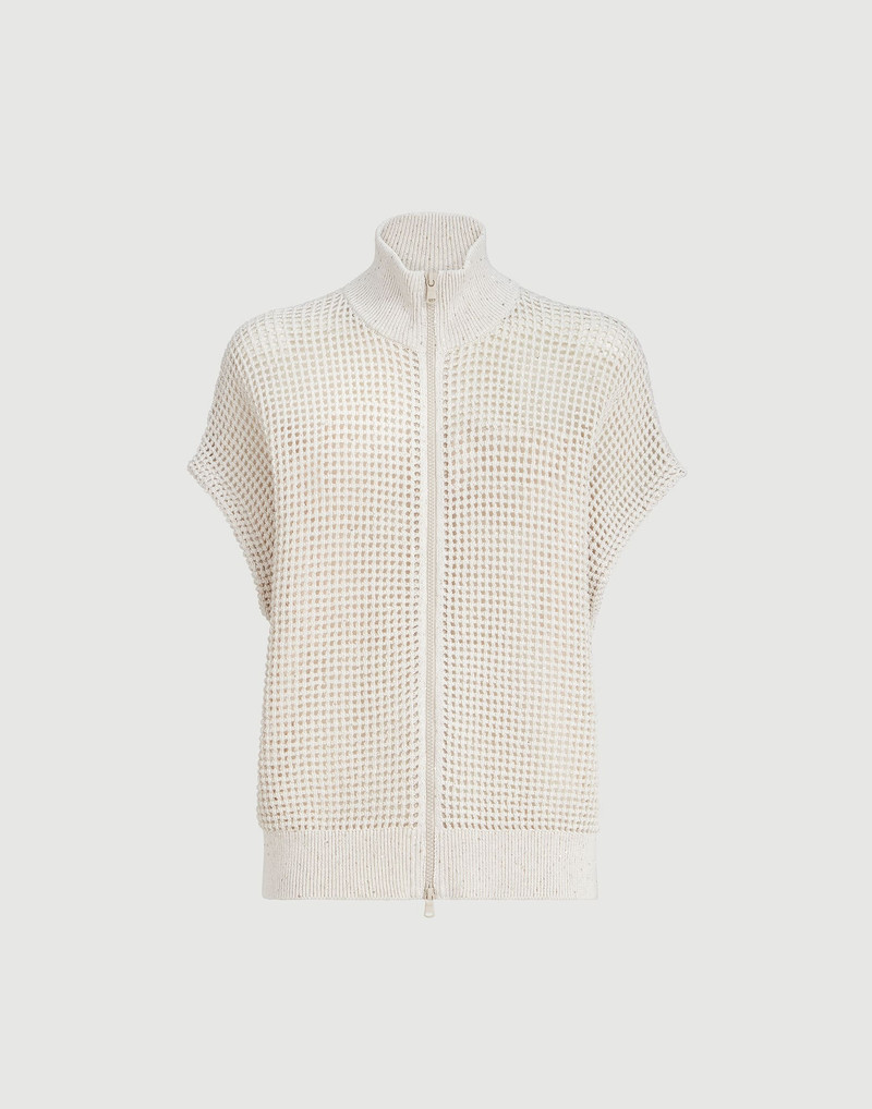 Cotton net cardigan with dazzling details 1