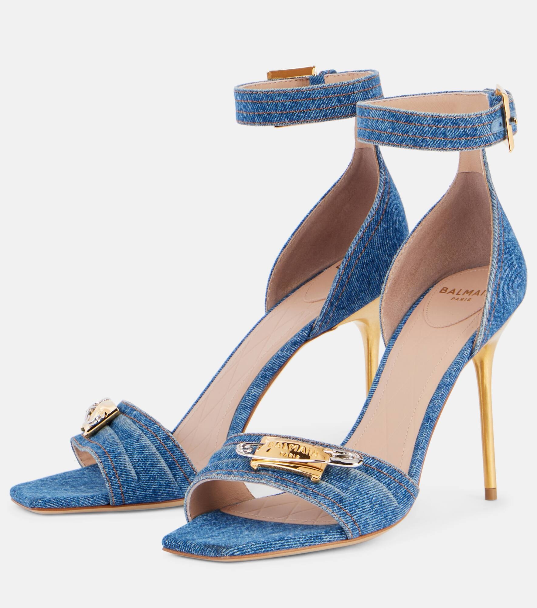 Logo denim sandals - 4